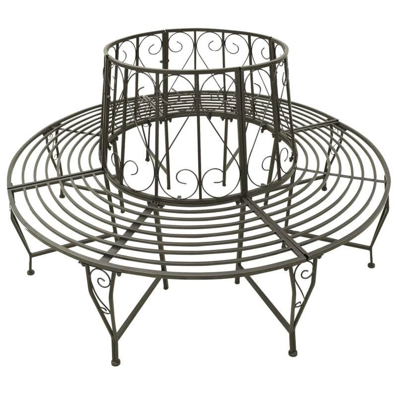 Roundabout Circular Outdoor Garden Tree Bench in Heavy Duty Grey Steel