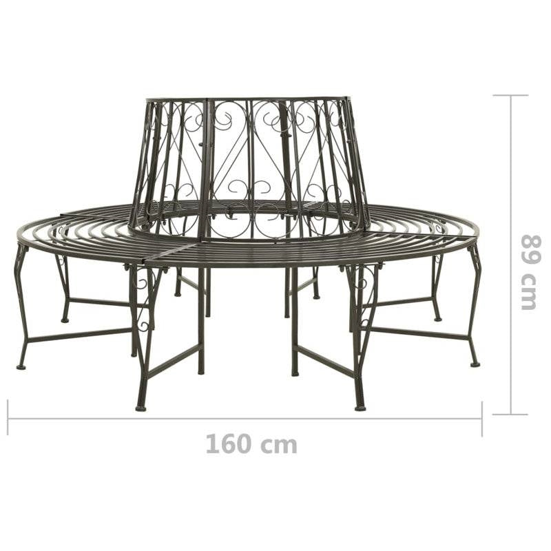 Roundabout Circular Outdoor Garden Tree Bench in Heavy Duty Grey Steel