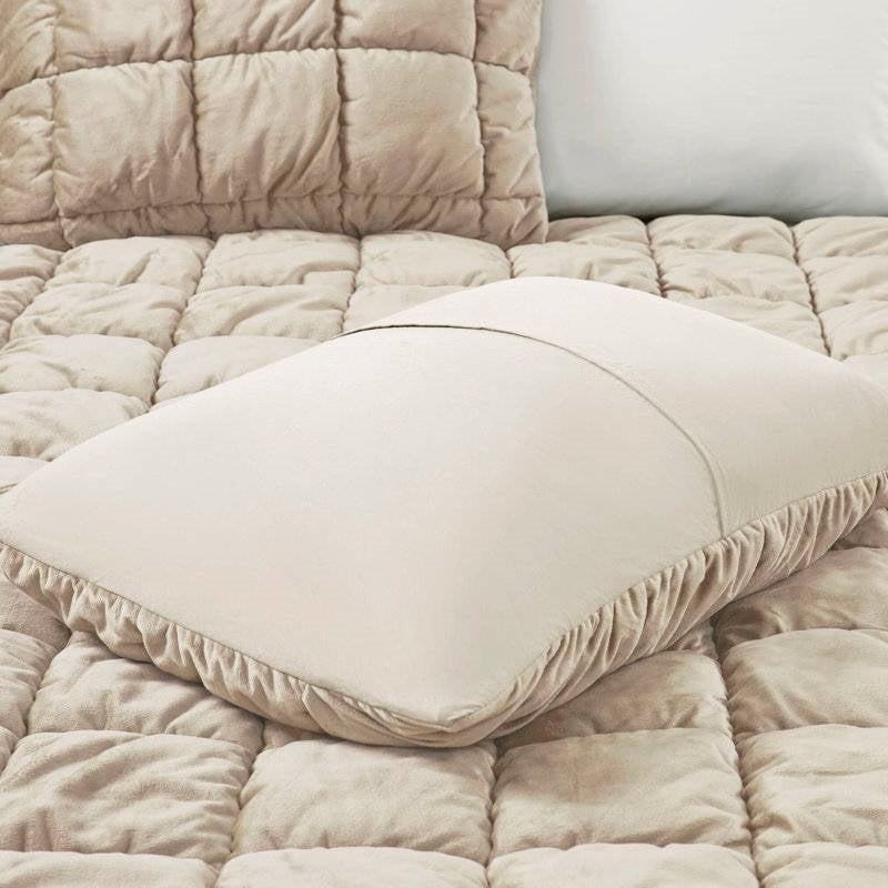 Twin Size Beige Velvety Soft Down Alternative Comforter Set
