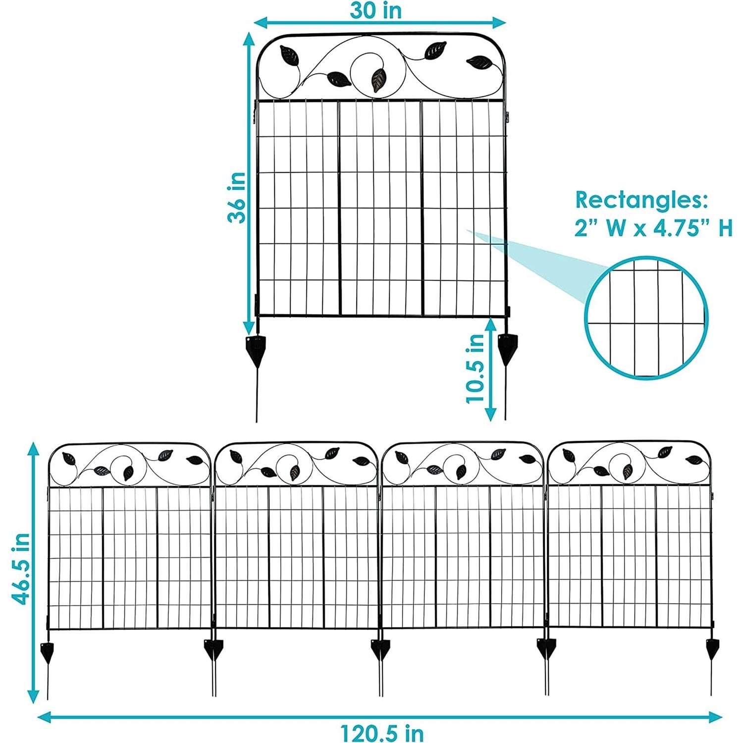 4 Pack Steel Foldable Garden Fence Floral Staked Trellis Panel Animal Barrier