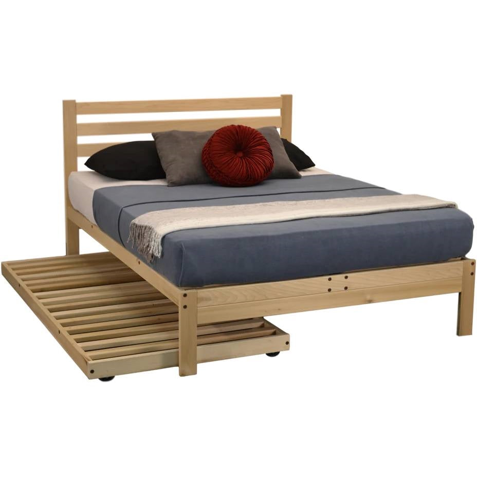 Twin size Solid Wood Roll-Out Trundle Bed Frame - Made in USA