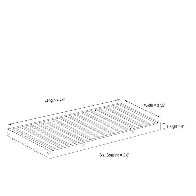 Twin size Solid Wood Roll-Out Trundle Bed Frame - Made in USA
